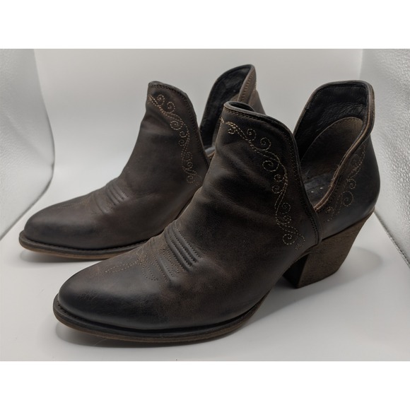 Ariat Shoes - Ariat Bootie Women 9B Brown Dixon Western Ankle Boot Cutout Leather 10038420
